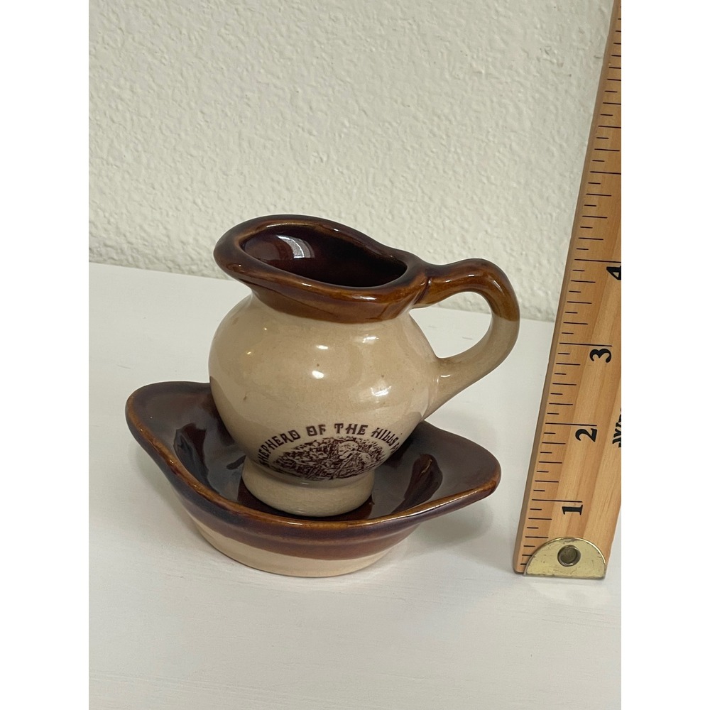 Shepherd of the Hills Farm Miniature Pitcher Basin Set Tan Brown Excellent 3in - Picture 5 of 7